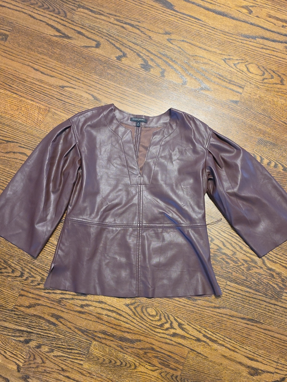 NWOT Banana Republic Plum Faux Leather V-Neck Tunic Top